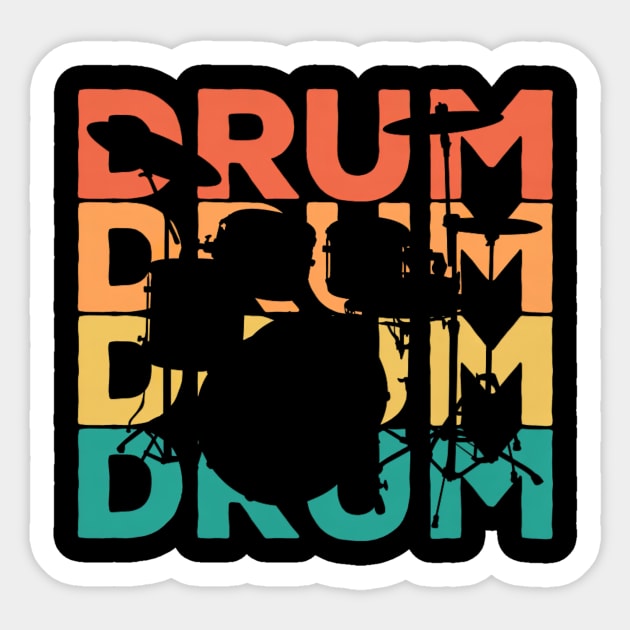 Retro Vintage Drums Gift for Drummers & Drummers Sticker by yangho